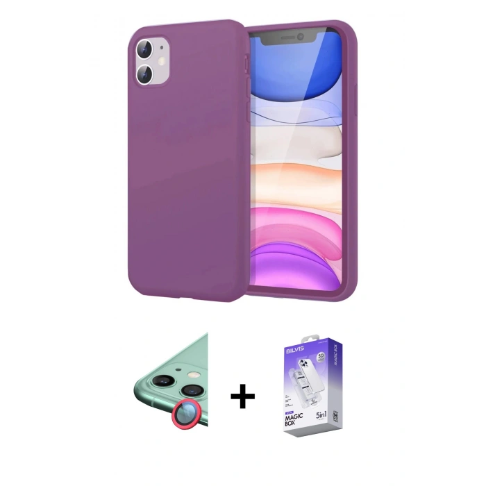 MARSİLYAN™- iPhone 11 Kılıf Kozmos Yansıma Özel Seri - Siyah Bilvis 5in1 3D Magic Cam Ekran Koruyucu + Raze Metal Kamera Lens - KI