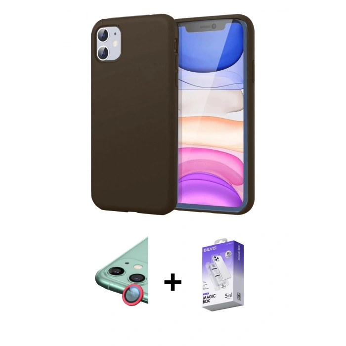 MARSİLYAN™- iPhone 11 Kılıf Kozmos Yansıma Özel Seri - Siyah Bilvis 5in1 3D Magic Cam Ekran Koruyucu + Raze Metal Kamera Lens - KI