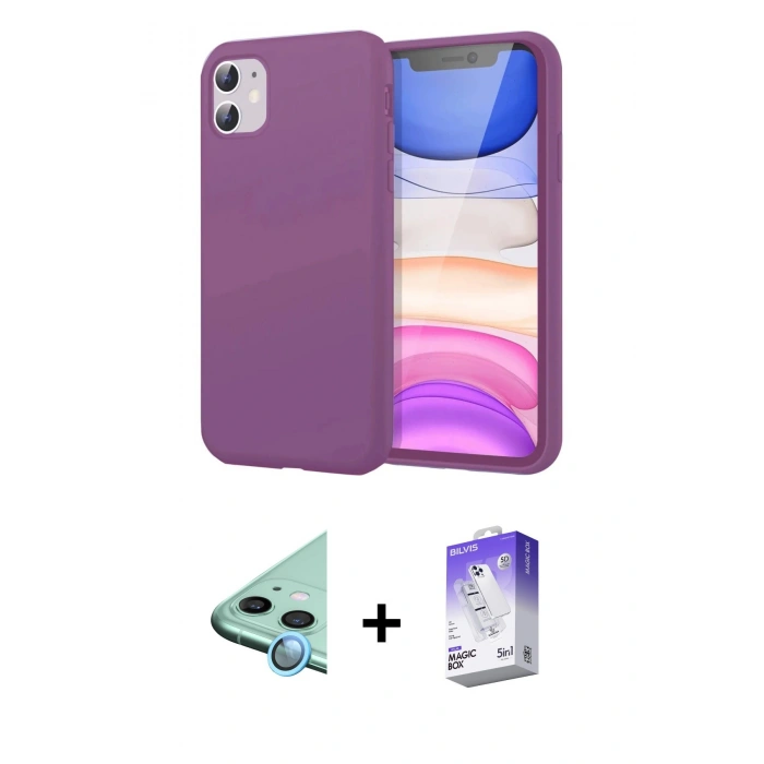 MARSİLYAN™- iPhone 11 Kılıf Kozmos Yansıma Özel Seri - Siyah Bilvis 5in1 3D Magic Cam Ekran Koruyucu + Raze Metal Kamera Lens - MI