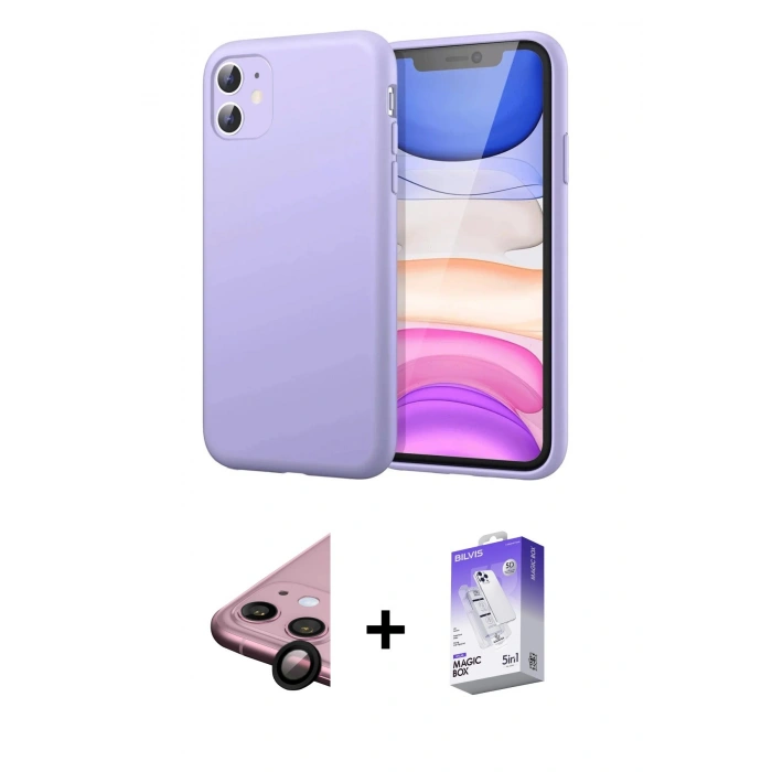 MARSİLYAN™- iPhone 11 Kılıf Kozmos Yansıma Özel Seri - Siyah Bilvis 5in1 3D Magic Cam Ekran Koruyucu + Raze Metal Kamera Lens - SH