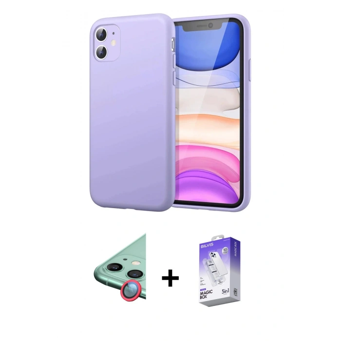 MARSİLYAN™- iPhone 11 Kılıf Kozmos Yansıma Özel Seri - Siyah Bilvis 5in1 3D Magic Cam Ekran Koruyucu + Raze Metal Kamera Lens - KI