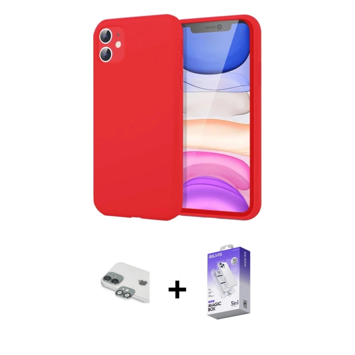 MARSİLYAN™- iPhone 11 Kılıf Kozmos Yansıma Özel Seri - Siyah Bilvis 5in1 3D Magic Cam Ekran Koruyucu + Pers Alüminyum Kamera Lens - YL