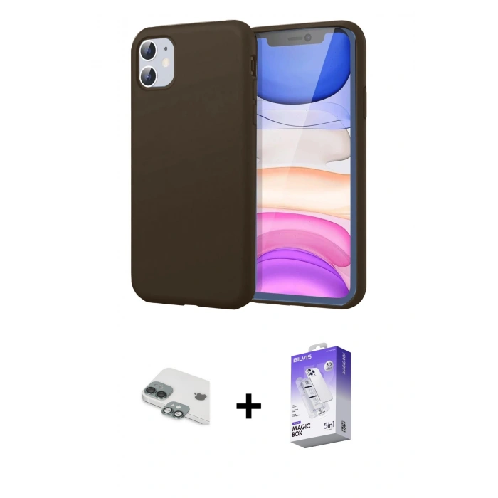 MARSİLYAN™- iPhone 11 Kılıf Kozmos Yansıma Özel Seri - Siyah Bilvis 5in1 3D Magic Cam Ekran Koruyucu + Pers Alüminyum Kamera Lens - YL