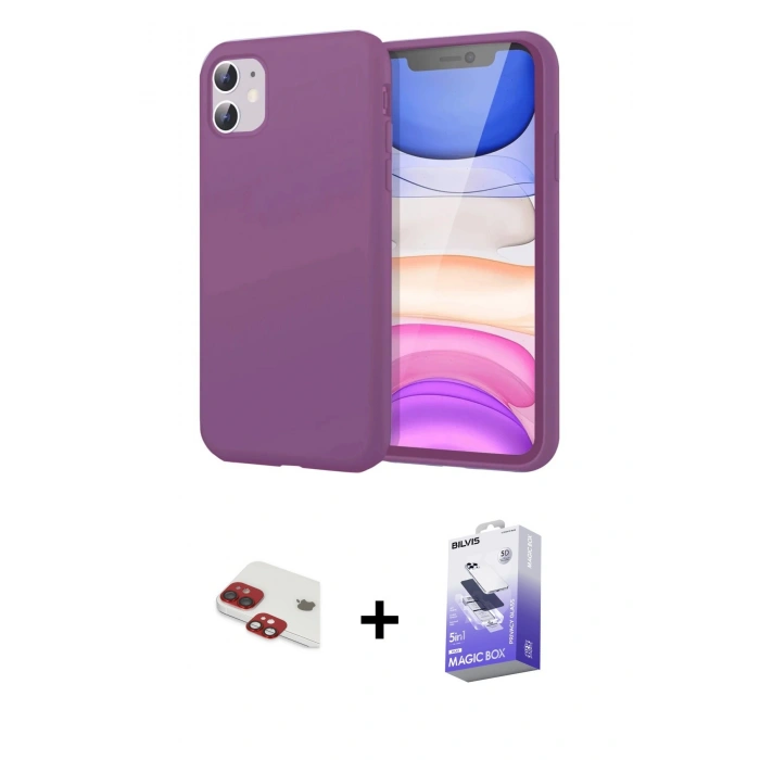 MARSİLYAN™- iPhone 11 Kılıf Kozmos Yansıma Özel Seri - Siyah Bilvis 5in1 5D Magic Hayalet Cam Ekran Koruyucu + Pers Alüminyum Kamera Lens - KI