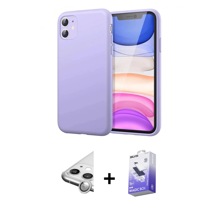 MARSİLYAN™- iPhone 11 Kılıf Kozmos Yansıma Özel Seri - Siyah Bilvis 5in1 5D Magic Hayalet Cam Ekran Koruyucu + Raze Metal Kamera Lens - GS