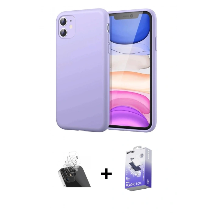 MARSİLYAN™- iPhone 11 Kılıf Kozmos Yansıma Özel Seri - Siyah Bilvis 5in1 5D Magic Hayalet Cam Ekran Koruyucu + Kamera Lens Koruma Cam - SF