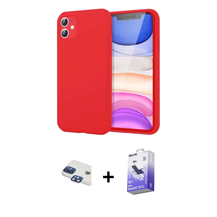 MARSİLYAN™- iPhone 11 Kılıf Kozmos Yansıma Özel Seri - Siyah Bilvis 5in1 5D Magic Hayalet Cam Ekran Koruyucu + Pers Alüminyum Kamera Lens - LT