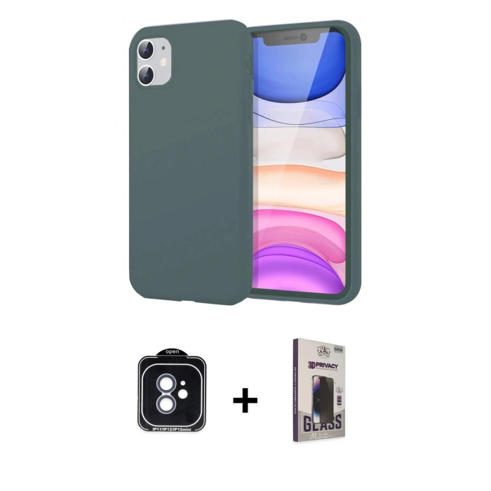 MARSİLYAN™- iPhone 11 Kılıf Kozmos Yansıma Özel Seri - Siyah Bilvis Hayalet Cam Ekran Koruyucu + PVD Metal Kamera Lens - MI
