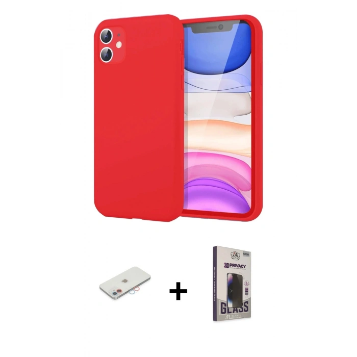 MARSİLYAN™- iPhone 11 Kılıf Kozmos Yansıma Özel Seri - Siyah Bilvis Hayalet Cam Ekran Koruyucu + Renkli Kamera Lens Koruma Cam - PE