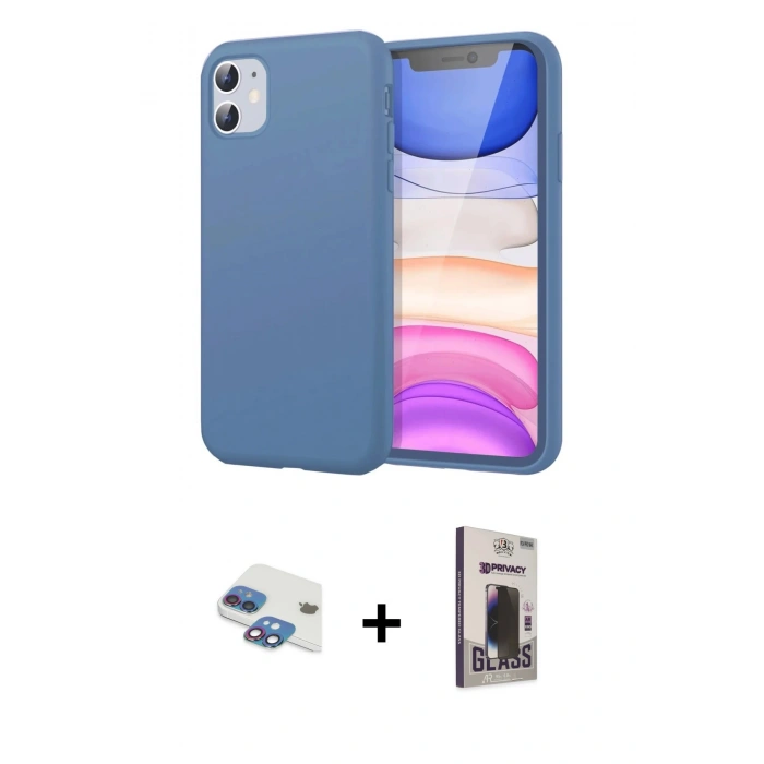 MARSİLYAN™- iPhone 11 Kılıf Kozmos Yansıma Özel Seri - Siyah Bilvis Hayalet Cam Ekran Koruyucu + Pers Alüminyum Kamera Lens - GI