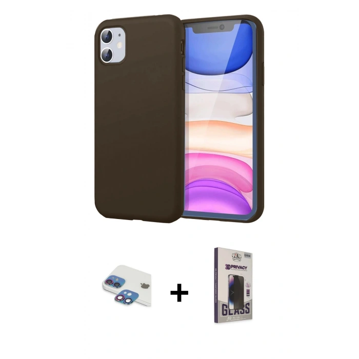 MARSİLYAN™- iPhone 11 Kılıf Kozmos Yansıma Özel Seri - Siyah Bilvis Hayalet Cam Ekran Koruyucu + Pers Alüminyum Kamera Lens - GI