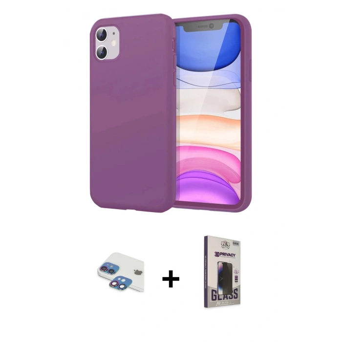 MARSİLYAN™- iPhone 11 Kılıf Kozmos Yansıma Özel Seri - Siyah Bilvis Hayalet Cam Ekran Koruyucu + Pers Alüminyum Kamera Lens - GI