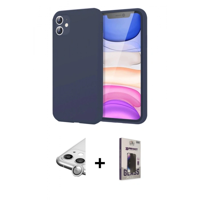 MARSİLYAN™- iPhone 11 Kılıf Kozmos Yansıma Özel Seri - Siyah Bilvis Hayalet Cam Ekran Koruyucu + Raze Metal Kamera Lens - GS