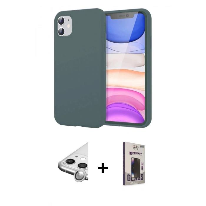 MARSİLYAN™- iPhone 11 Kılıf Kozmos Yansıma Özel Seri - Siyah Bilvis Hayalet Cam Ekran Koruyucu + Raze Metal Kamera Lens - GS