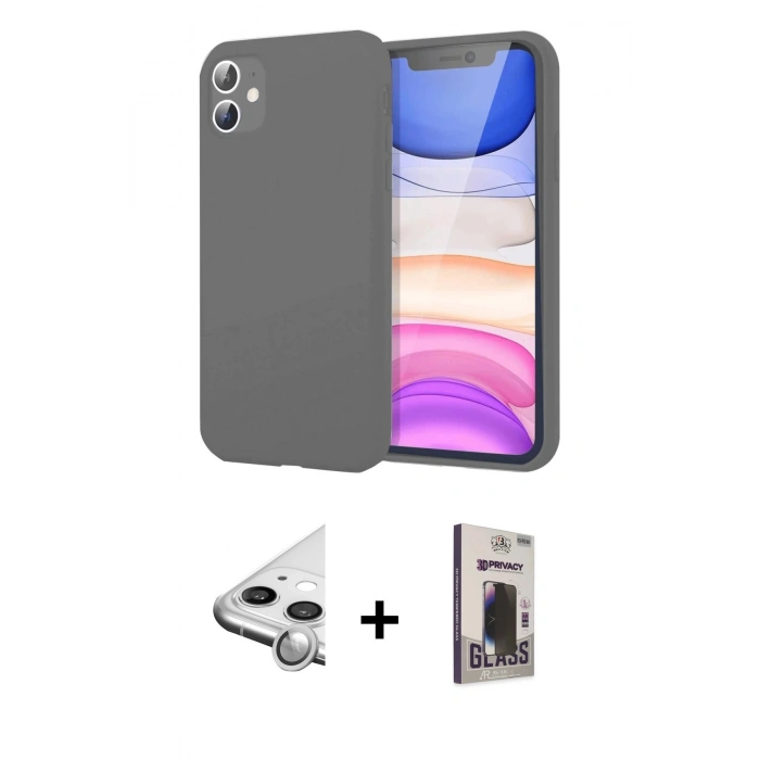 MARSİLYAN™- iPhone 11 Kılıf Kozmos Yansıma Özel Seri - Siyah Bilvis Hayalet Cam Ekran Koruyucu + Raze Metal Kamera Lens - GS