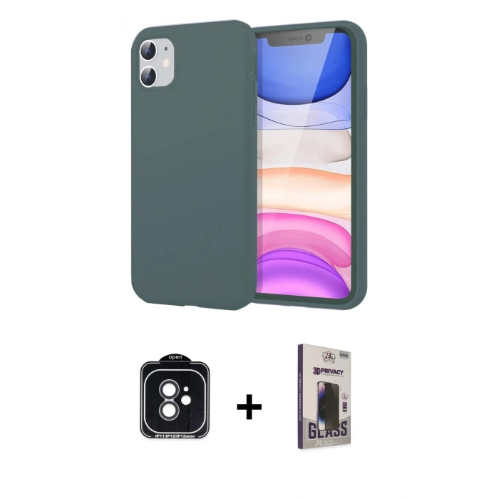 MARSİLYAN™- iPhone 11 Kılıf Kozmos Yansıma Özel Seri - Siyah Bilvis Hayalet Cam Ekran Koruyucu + PVD Metal Kamera Lens - SH