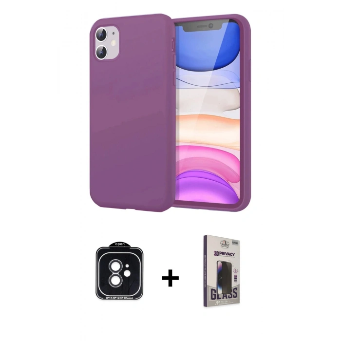 MARSİLYAN™- iPhone 11 Kılıf Kozmos Yansıma Özel Seri - Siyah Bilvis Hayalet Cam Ekran Koruyucu + PVD Metal Kamera Lens - SH