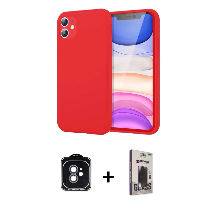 MARSİLYAN™- iPhone 11 Kılıf Kozmos Yansıma Özel Seri - Siyah Bilvis Hayalet Cam Ekran Koruyucu + PVD Metal Kamera Lens - SH