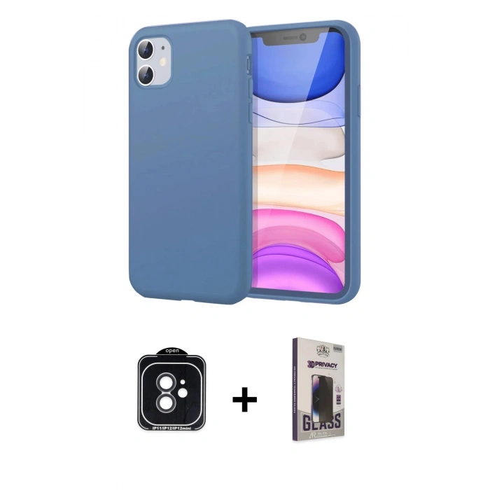 MARSİLYAN™- iPhone 11 Kılıf Kozmos Yansıma Özel Seri - Siyah Bilvis Hayalet Cam Ekran Koruyucu + PVD Metal Kamera Lens - SH