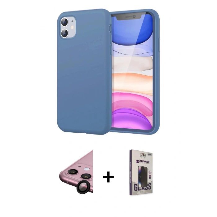 MARSİLYAN™- iPhone 11 Kılıf Kozmos Yansıma Özel Seri - Siyah Bilvis Hayalet Cam Ekran Koruyucu + Raze Metal Kamera Lens - SH