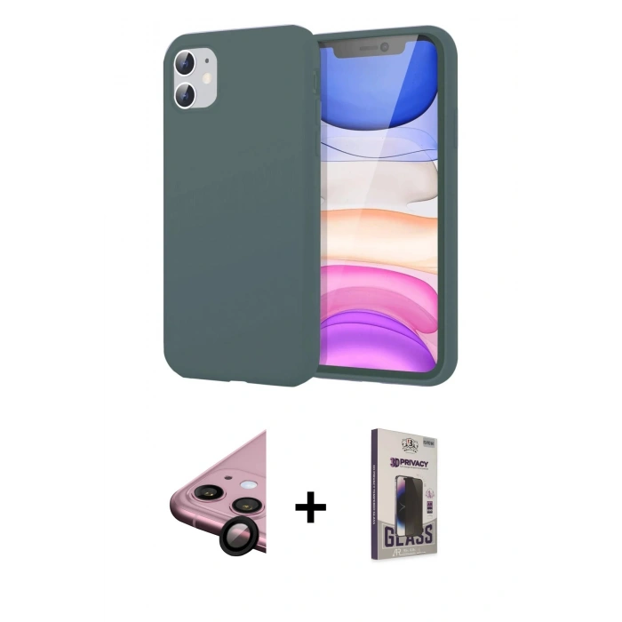 MARSİLYAN™- iPhone 11 Kılıf Kozmos Yansıma Özel Seri - Siyah Bilvis Hayalet Cam Ekran Koruyucu + Raze Metal Kamera Lens - SH