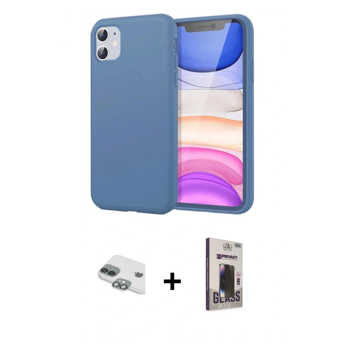 MARSİLYAN™- iPhone 11 Kılıf Kozmos Yansıma Özel Seri - Siyah Bilvis Hayalet Cam Ekran Koruyucu + Pers Alüminyum Kamera Lens - YL