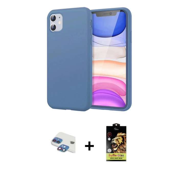 MARSİLYAN™- iPhone 11 Kılıf Kozmos Yansıma Özel Seri - Siyah Buffer Cam Ekran Koruyucu + Pers Alüminyum Kamera Lens - GI