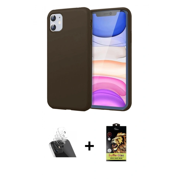MARSİLYAN™- iPhone 11 Kılıf Kozmos Yansıma Özel Seri - Siyah Buffer Cam Ekran Koruyucu + Kamera Lens Koruma Cam - SF