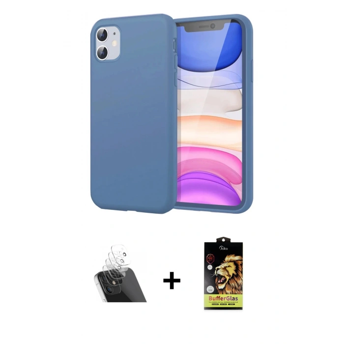 MARSİLYAN™- iPhone 11 Kılıf Kozmos Yansıma Özel Seri - Siyah Buffer Cam Ekran Koruyucu + Kamera Lens Koruma Cam - SF