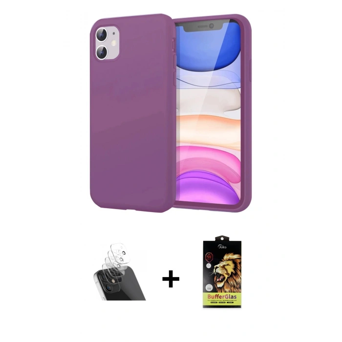 MARSİLYAN™- iPhone 11 Kılıf Kozmos Yansıma Özel Seri - Siyah Buffer Cam Ekran Koruyucu + Kamera Lens Koruma Cam - SF