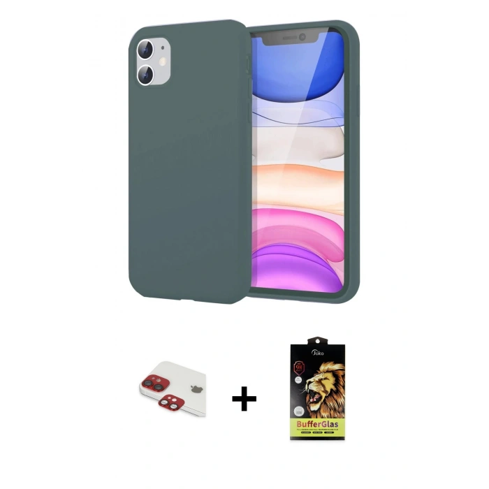 MARSİLYAN™- iPhone 11 Kılıf Kozmos Yansıma Özel Seri - Siyah Buffer Cam Ekran Koruyucu + Kırmızı Pers Alüminyum Kamera Lens
