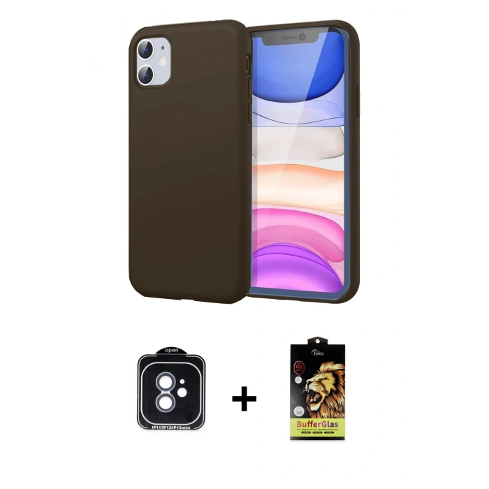 MARSİLYAN™- iPhone 11 Kılıf Kozmos Yansıma Özel Seri - Siyah Buffer Cam Ekran Koruyucu + PVD Metal Kamera Lens - MI