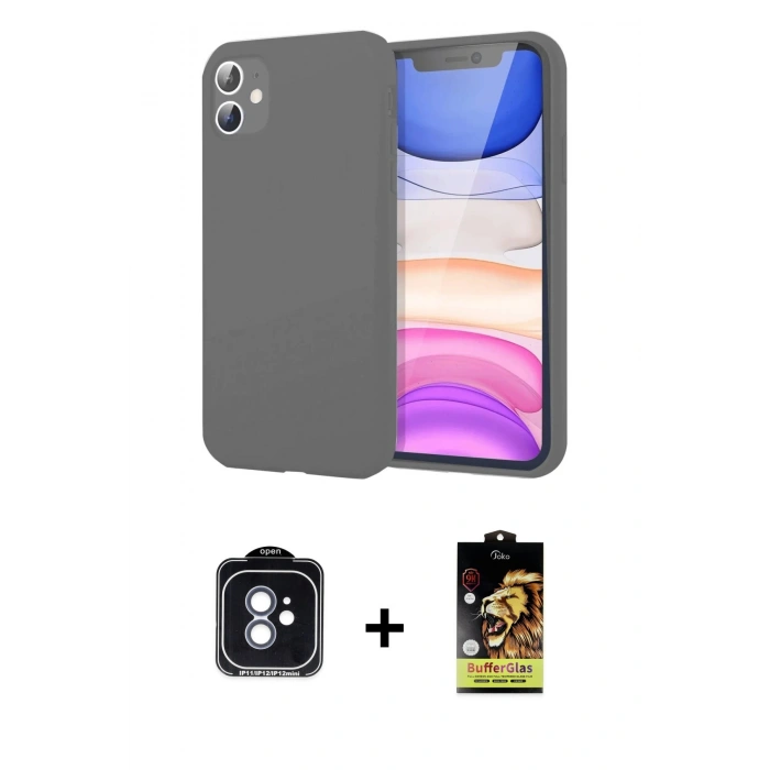 MARSİLYAN™- iPhone 11 Kılıf Kozmos Yansıma Özel Seri - Siyah Buffer Cam Ekran Koruyucu + PVD Metal Kamera Lens - MI