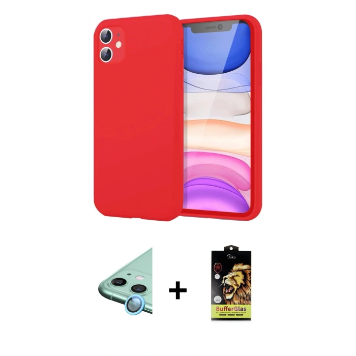 MARSİLYAN™- iPhone 11 Kılıf Kozmos Yansıma Özel Seri - Siyah Buffer Cam Ekran Koruyucu + Mavi Raze Metal Kamera Lens