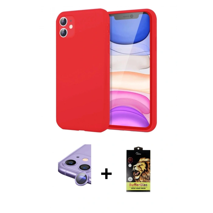 MARSİLYAN™- iPhone 11 Kılıf Kozmos Yansıma Özel Seri - Siyah Buffer Cam Ekran Koruyucu + Raze Metal Kamera Lens - MR