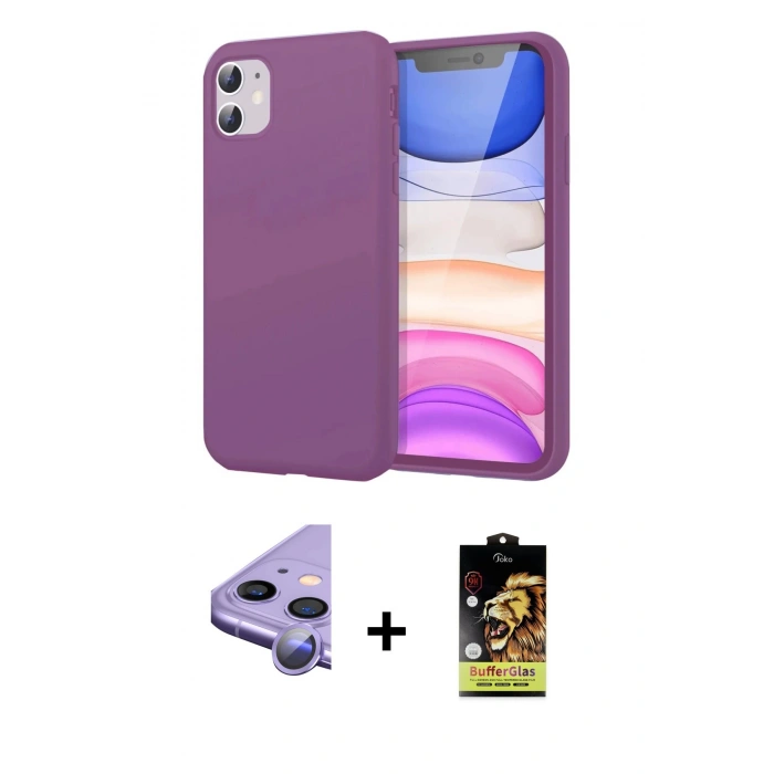 MARSİLYAN™- iPhone 11 Kılıf Kozmos Yansıma Özel Seri - Siyah Buffer Cam Ekran Koruyucu + Raze Metal Kamera Lens - MR