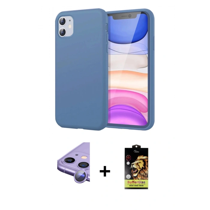 MARSİLYAN™- iPhone 11 Kılıf Kozmos Yansıma Özel Seri - Siyah Buffer Cam Ekran Koruyucu + Raze Metal Kamera Lens - MR