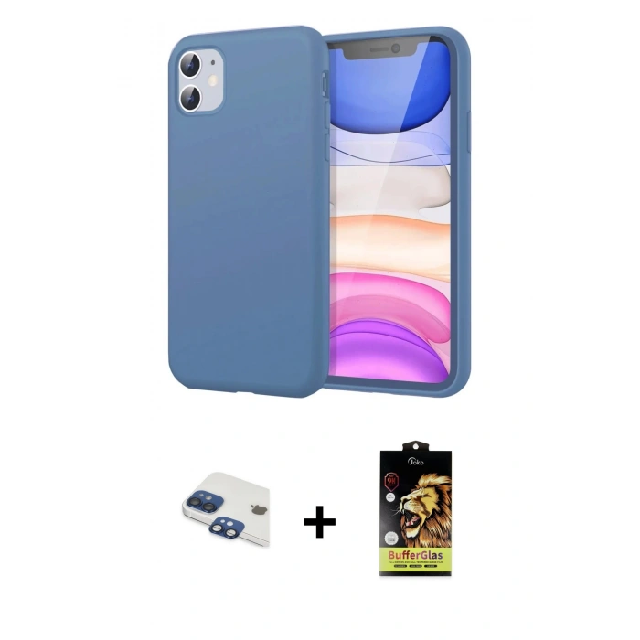 MARSİLYAN™- iPhone 11 Kılıf Kozmos Yansıma Özel Seri - Siyah Buffer Cam Ekran Koruyucu + Pers Alüminyum Kamera Lens - LT