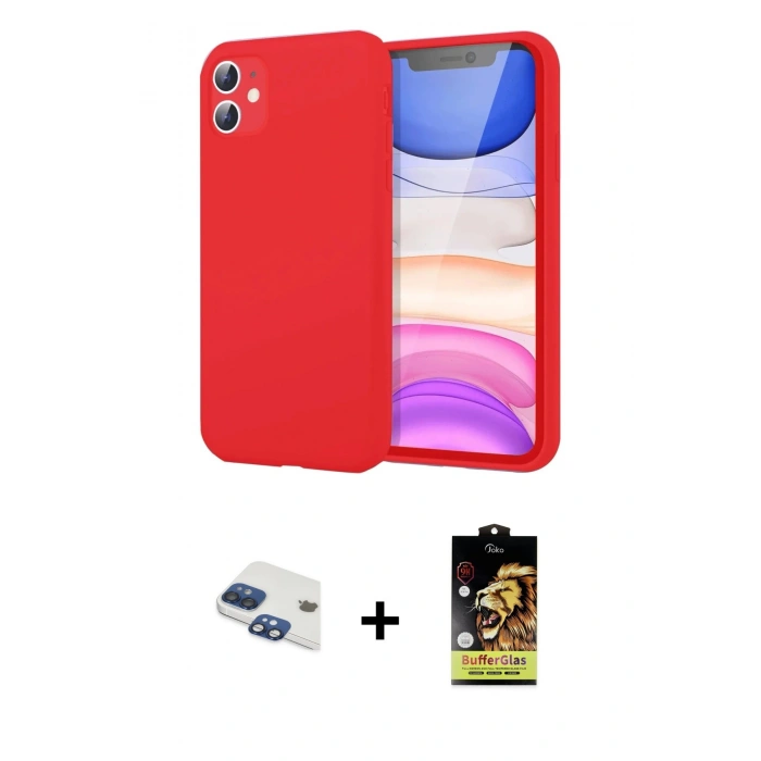 MARSİLYAN™- iPhone 11 Kılıf Kozmos Yansıma Özel Seri - Siyah Buffer Cam Ekran Koruyucu + Pers Alüminyum Kamera Lens - LT