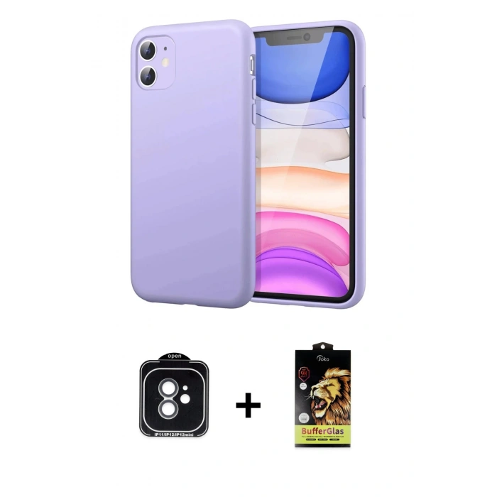 MARSİLYAN™- iPhone 11 Kılıf Kozmos Yansıma Özel Seri - Siyah Buffer Cam Ekran Koruyucu + PVD Metal Kamera Lens - YL