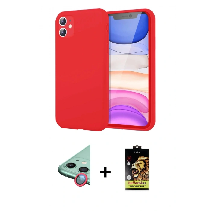 MARSİLYAN™- iPhone 11 Kılıf Kozmos Yansıma Özel Seri - Siyah Buffer Cam Ekran Koruyucu + Raze Metal Kamera Lens - KI