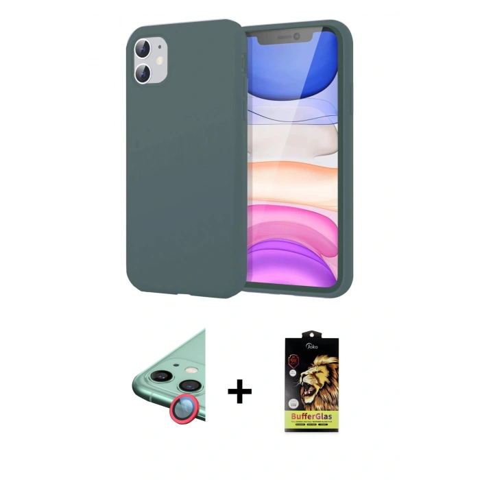 MARSİLYAN™- iPhone 11 Kılıf Kozmos Yansıma Özel Seri - Siyah Buffer Cam Ekran Koruyucu + Raze Metal Kamera Lens - KI
