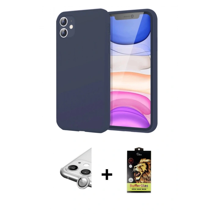 MARSİLYAN™- iPhone 11 Kılıf Kozmos Yansıma Özel Seri - Siyah Buffer Cam Ekran Koruyucu + Raze Metal Kamera Lens - GS