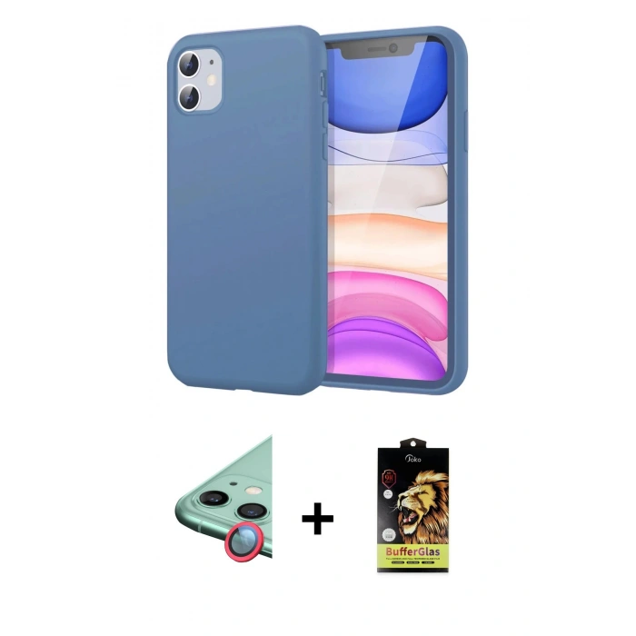 MARSİLYAN™- iPhone 11 Kılıf Kozmos Yansıma Özel Seri - Siyah Buffer Cam Ekran Koruyucu + Raze Metal Kamera Lens - KI