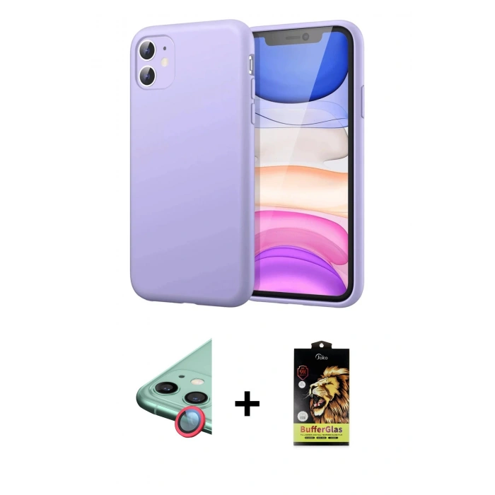 MARSİLYAN™- iPhone 11 Kılıf Kozmos Yansıma Özel Seri - Siyah Buffer Cam Ekran Koruyucu + Raze Metal Kamera Lens - KI