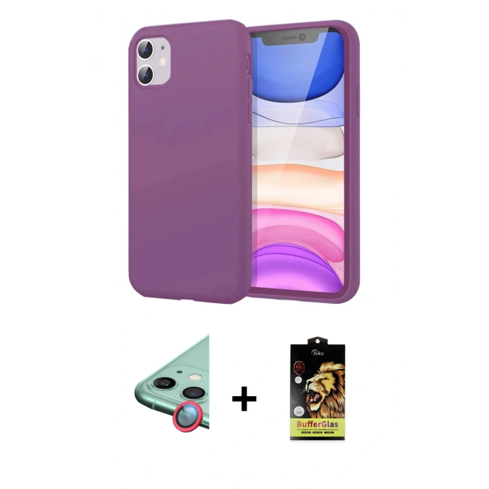 MARSİLYAN™- iPhone 11 Kılıf Kozmos Yansıma Özel Seri - Siyah Buffer Cam Ekran Koruyucu + Raze Metal Kamera Lens - KI