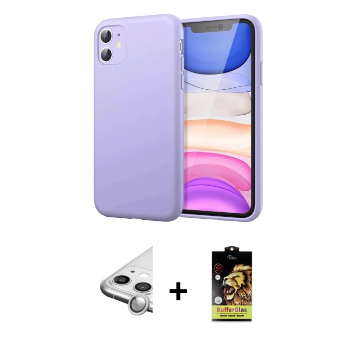 MARSİLYAN™- iPhone 11 Kılıf Kozmos Yansıma Özel Seri - Siyah Buffer Cam Ekran Koruyucu + Raze Metal Kamera Lens - GS