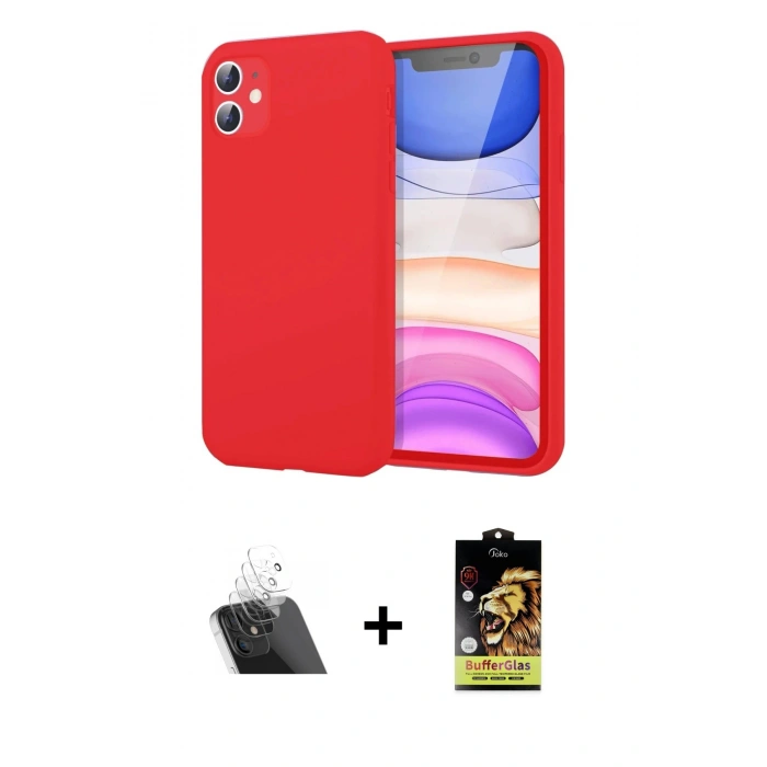 MARSİLYAN™- iPhone 11 Kılıf Kozmos Yansıma Özel Seri - Siyah Buffer Cam Ekran Koruyucu + Kamera Lens Koruma Cam - SF