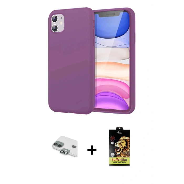 MARSİLYAN™- iPhone 11 Kılıf Kozmos Yansıma Özel Seri - Siyah Buffer Cam Ekran Koruyucu + Pers Alüminyum Kamera Lens - YL