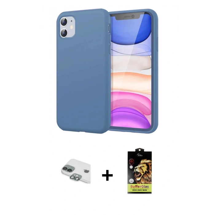 MARSİLYAN™- iPhone 11 Kılıf Kozmos Yansıma Özel Seri - Siyah Buffer Cam Ekran Koruyucu + Pers Alüminyum Kamera Lens - YL